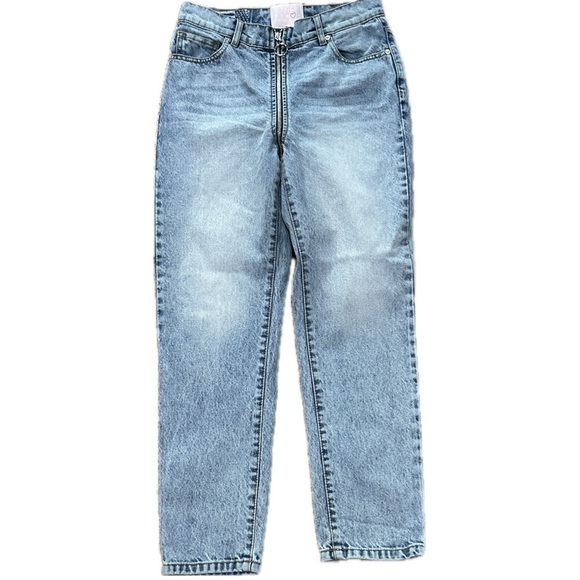 👖⚡ REVICE Yin Yang Zip-Around Jeans | Women’s Size 27 | Stonewash Rare Crop - Picture 1 of 5
